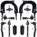 Detroit Axle - Kit avant 12 pièces destiné à Hyundai Sonata 1999-2005 et Kia Optima XG350/XG300 2001-2006 : bras de suspension supérieurs doté de rotules, barres stabilisatrices, biellettes de direction intérieures et extérieures, rotules...