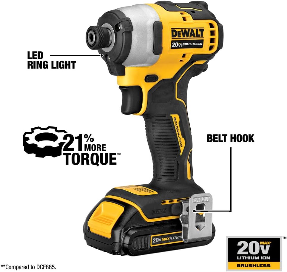 Visseuse à chocs DEWALT ATOMIC 20V MAX*, sans fil, compacte, 1/4 pouce, outil seul (DCF809B) – sélection pratique