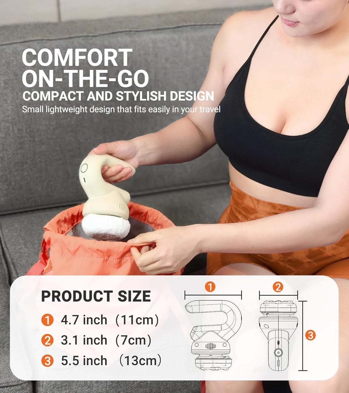 Mini masseur orbital portable Prime - Appareil de massage rotatif et vibrant destiné à les tissus profonds, outil de massage des points de déclenchement à plusieurs vitesses réglables destiné à soulager les douleurs corporelles, cadeau portable...