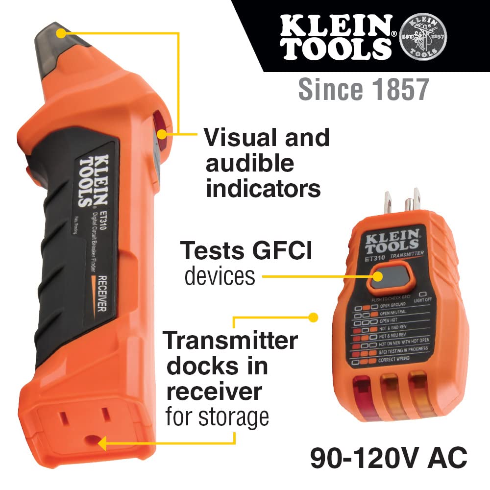 Ensemble de détection de disjoncteurs Klein Tools 80101, kit de test de prises et de prises GFCI, multimètre, NCVT, testeur de prises, cordons, 4 pièces