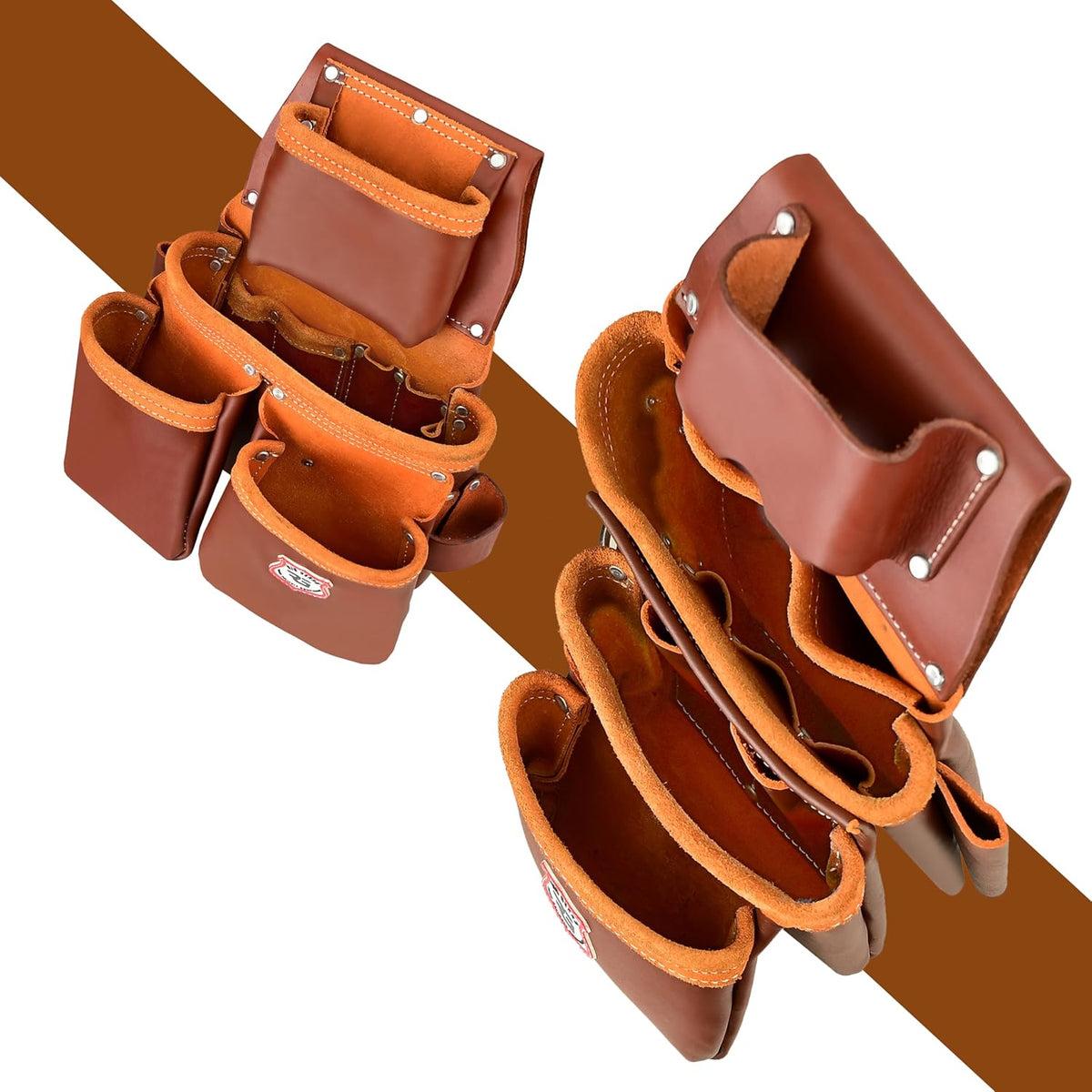 Ceinture porte-équipements en cuir doté de crochet réglable - Ceinture porte-équipements robuste haut de gamme destiné à hommes doté de 22 poches multifonctions (Bordeaux, Standard), RG-004