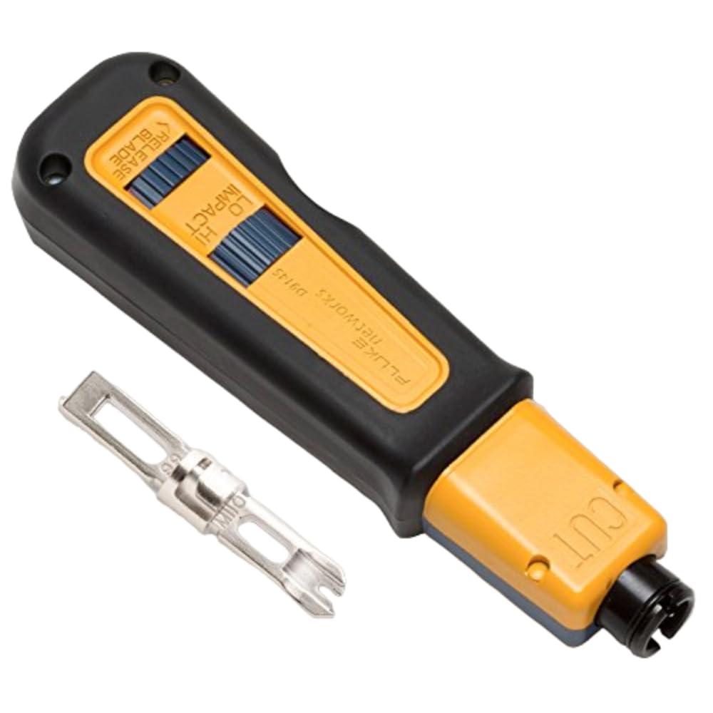 Dispositif de poinçonnage à percussion Fluke Networks 10061810 D914S doté de lame de coupe EverSharp 66/110, jaune, bleu, noir