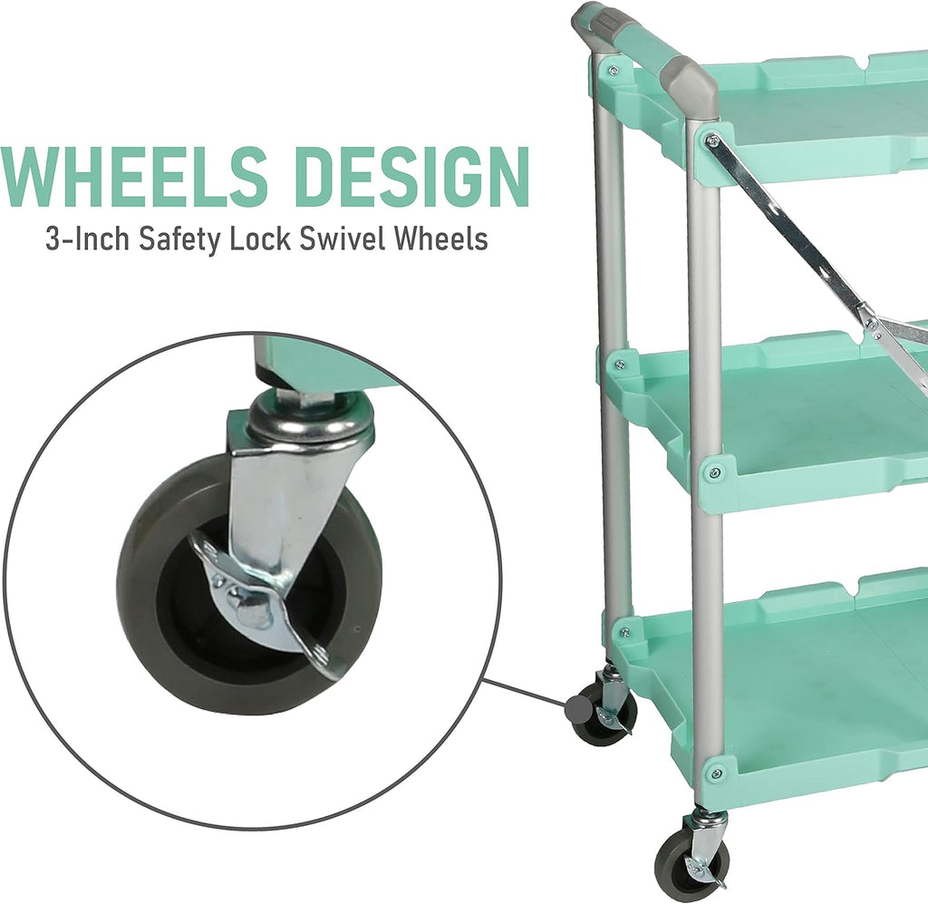 Chariot pour service pliable et escamotable Olympia Tools 89-349 Pack-N-Roll, capacité de 68 kg, bleu sarcelle