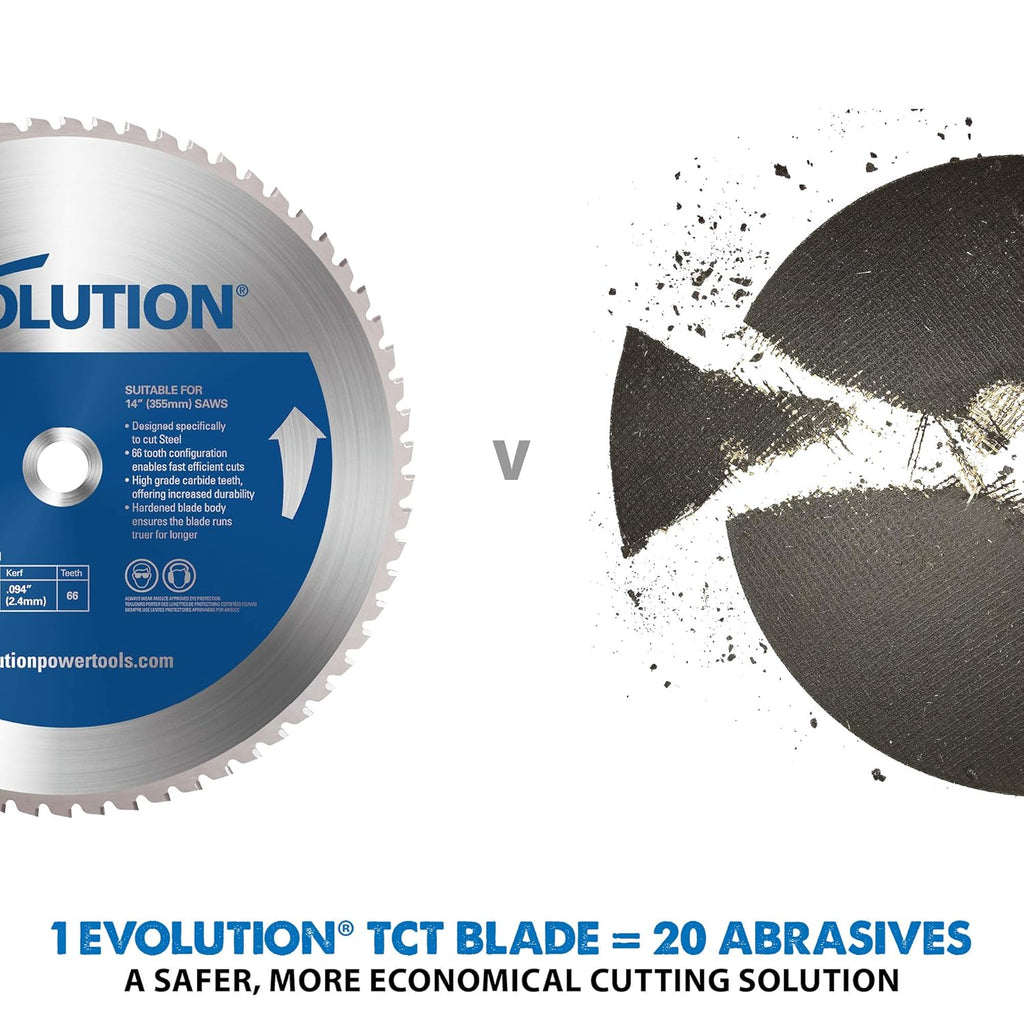 Lame Evolution Power Tools 14BLADEST destiné à la coupe de l'acier doux, compatible doté de les scies circulaires et les scies à onglet. Coupe sans chaleur, sans bavures et pratiquement sans étincelles. Lame TCT à pointe carbure destiné à la...