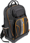 Sac à dos à équipements Klein Tools 62800BP, sac à dos de chantier Tradesman Pro extra-large à 40 poches destiné à électricien, doté de fond moulé et port de chargement