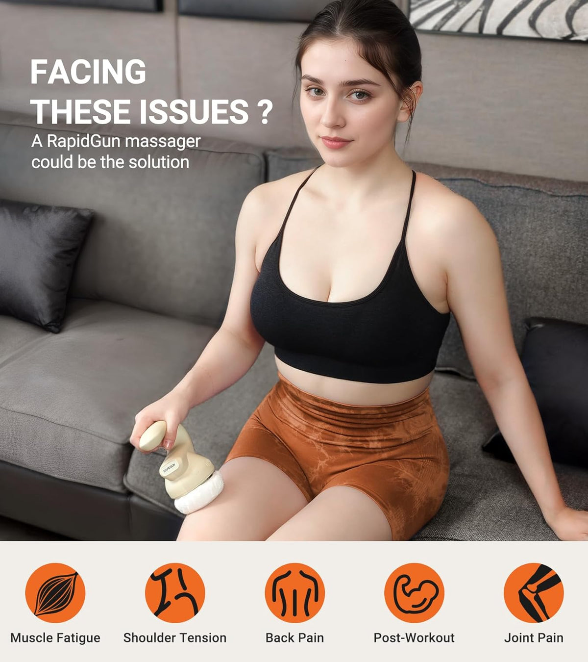 Mini masseur orbital portable Prime - Appareil de massage rotatif et vibrant destiné à les tissus profonds, outil de massage des points de déclenchement à plusieurs vitesses réglables destiné à soulager les douleurs corporelles, cadeau portable...