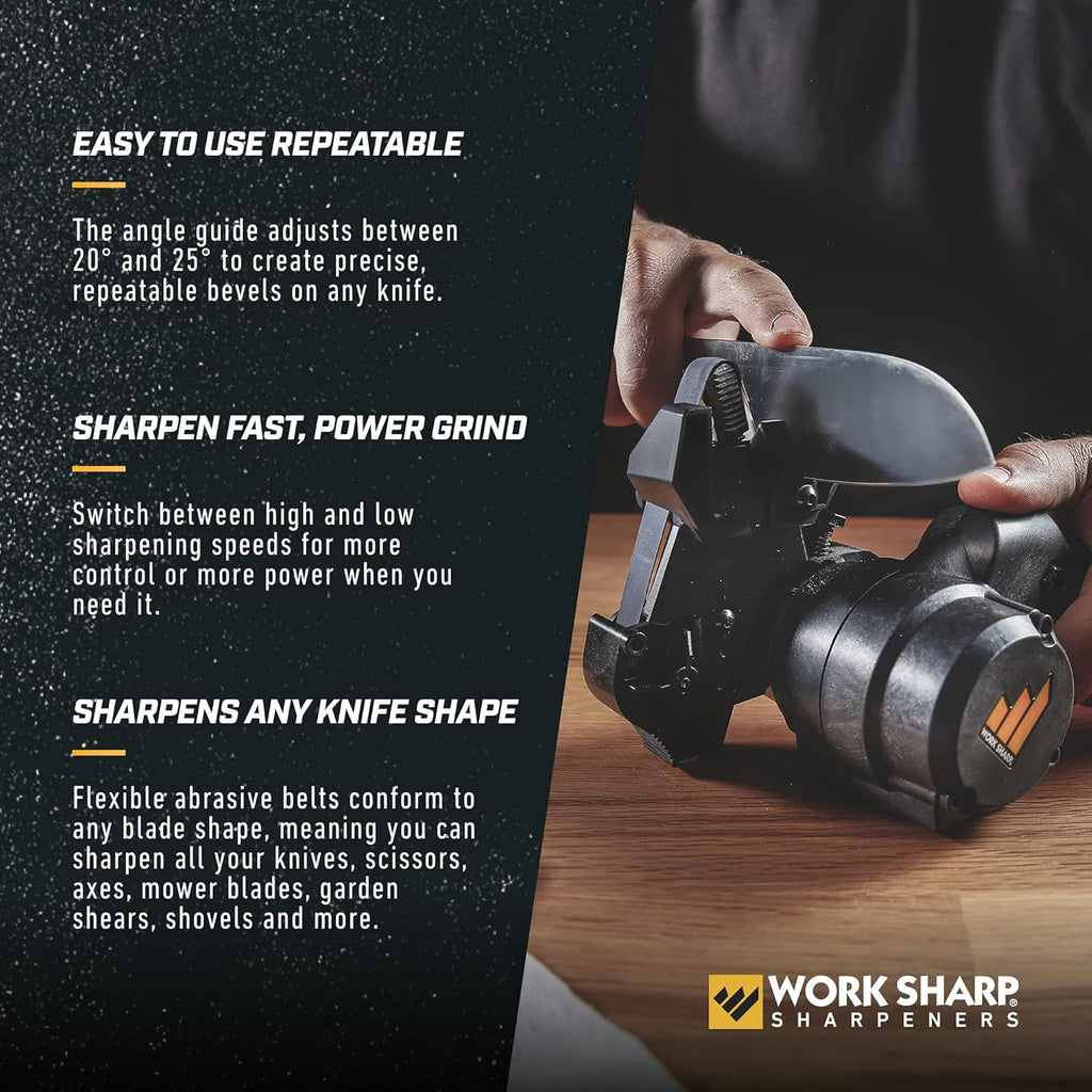 Affûteur de couteaux et d'équipements Work Sharp doté de courroies de rechange supplémentaires