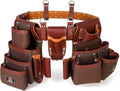 Ceinture porte-équipements ABRIX robuste en nylon et cuir destiné à hommes, ceinture porte-équipements de charpentier doté de bretelles rembourrées (Très grande, ceinture porte-équipements)