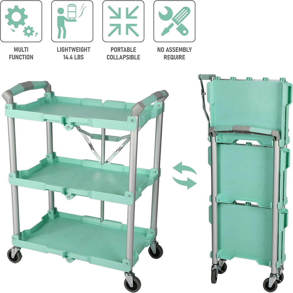 Chariot pour service pliable et escamotable Olympia Tools 89-349 Pack-N-Roll, capacité de 68 kg, bleu sarcelle