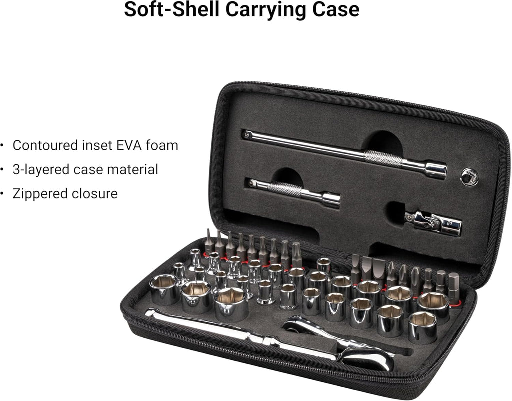 Coffret TEKTON de 50 pièces comprenant une douille courte 6 pans 1/4 pouce destiné à petits moteurs, un embout et un cliquet à dégagement rapide | SKT07902