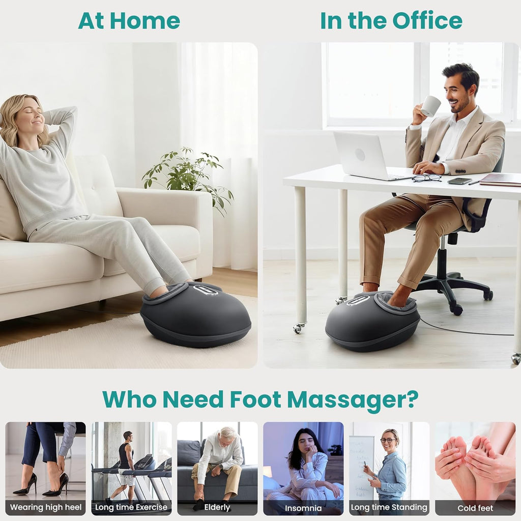 Appareil de massage des pieds Nekteck Shiatsu doté de fonction chauffante (version 2026 améliorée), 3 modes de massage par pétrissage profond et compression d'air, outil de massage destiné à soulager la fasciite plantaire, cadeau de relaxation...