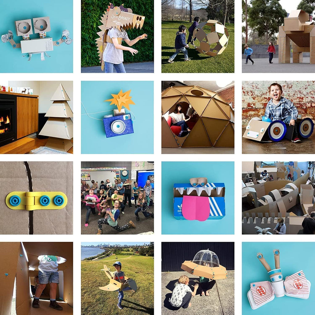 Makedo Create | Ensemble d'équipements de construction en carton recyclé (260 pièces) | Jouets éducatifs STEM + STEAM destiné à jouer à la maison et apprendre en classe | équipements réutilisables destiné à les enfants de 5 ans et plus