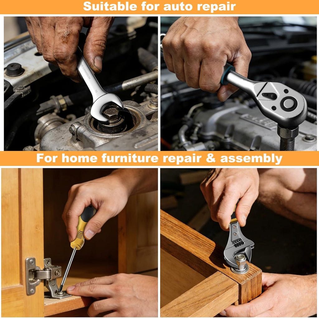 Coffret d'outils pratiques de 339 pièces, trousse à outils pour la maison et la voiture, coffret d'outils à main polyvalent pour hommes, ensemble d'outils de base pour la réparation de la maison et de l'automobile, idéal pour les bricoleurs et les pr