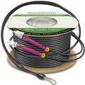Câble de brassage fibre optique multimode duplex blindé OM4 LC-LC, 150 m (500 pi), diamètre extérieur 5 mm, en TPU industriel, 40G/100G 50/125 Gbit/s, doté de kit d'œillet de traction installé à une extrémité.