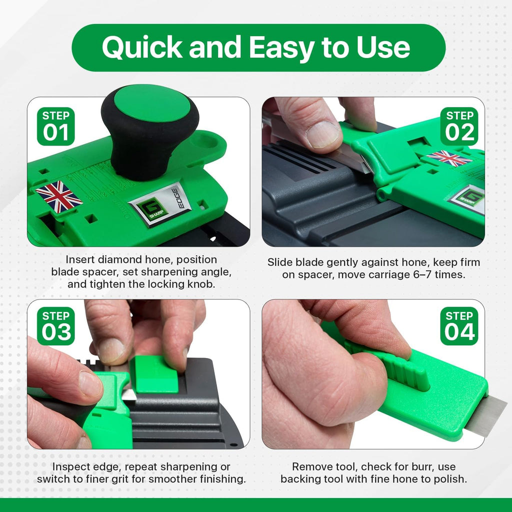 Affûteur pour ciseaux à bois G Sharp Edge - Kit d'affûtage de ciseaux à bois - Affûte les lames de 3 mm à 85 mm de large - Léger, robuste et facile à transporter