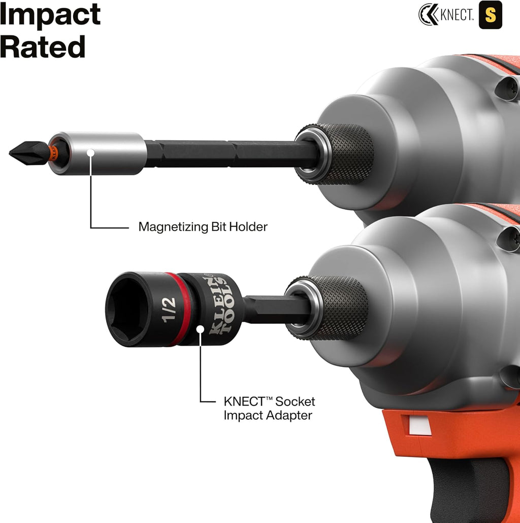 Ensemble de douilles à impact Klein Tools 65302KNECT, KNECT (S) Ensemble de 33 douilles traversantes SAE et métriques, adaptateur destiné à visseuse à impact, boîte de rangement destiné à équipements MODbox