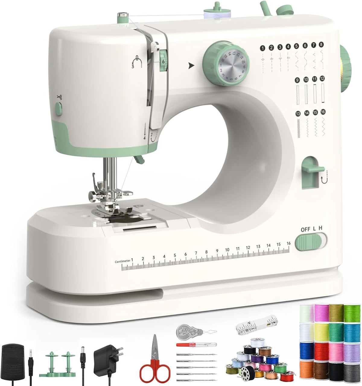 Machine à coudre destiné à débutants, 16 fils de rêve, machine à coudre à double aiguille destiné à adultes, vitesse de couture réglable, convient à la couture quotidienne à la maison (neuve).