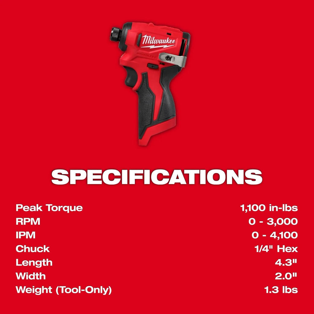 Visseuse à chocs hexagonale subcompacte sans balais Milwaukee M12 (outil seul) – sélection pratique