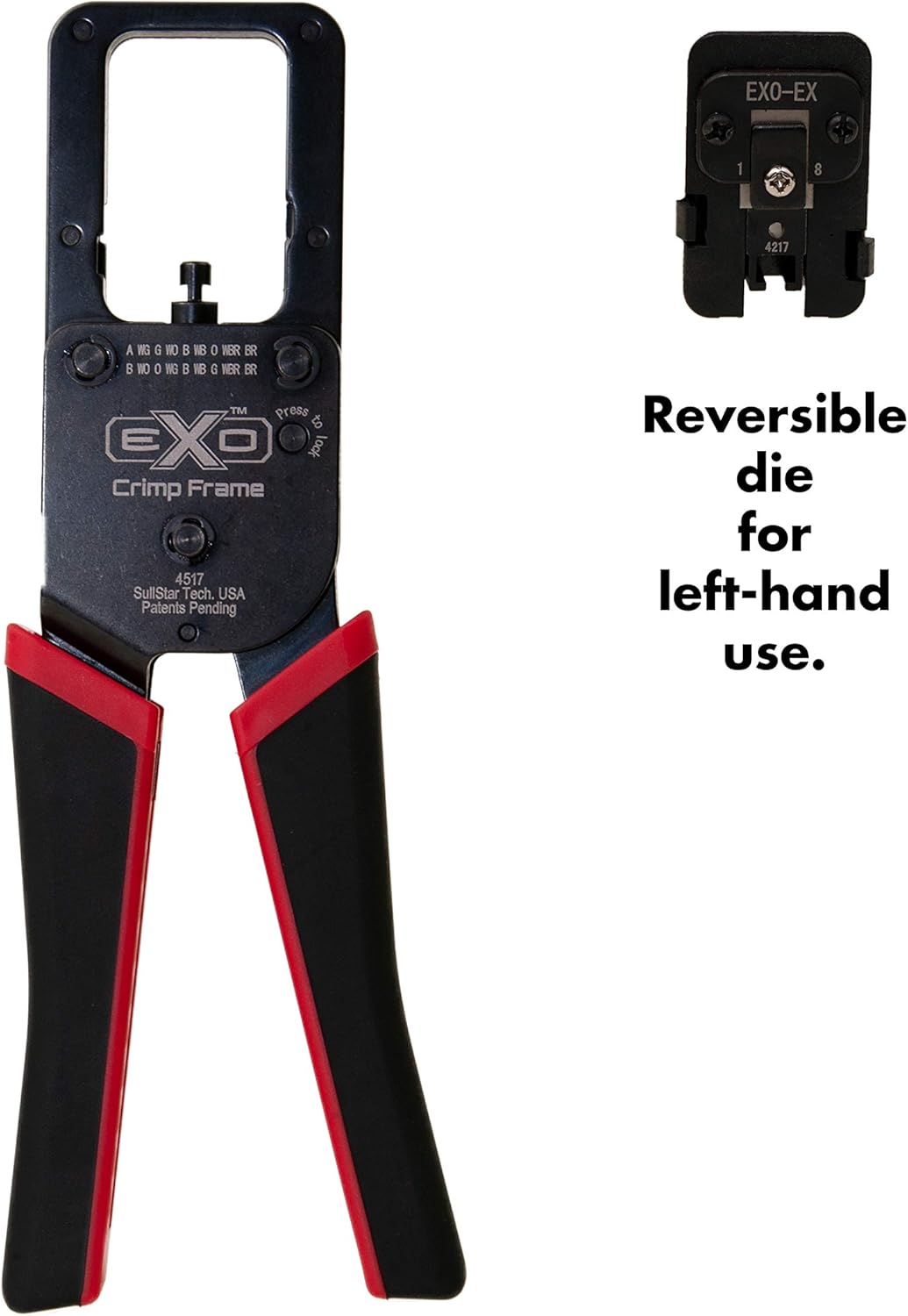 Cadre de sertissage Platinum Tools 100061C EXO doté de jeu de matrices EXO-EX destiné à connecteurs ezEX-RJ45