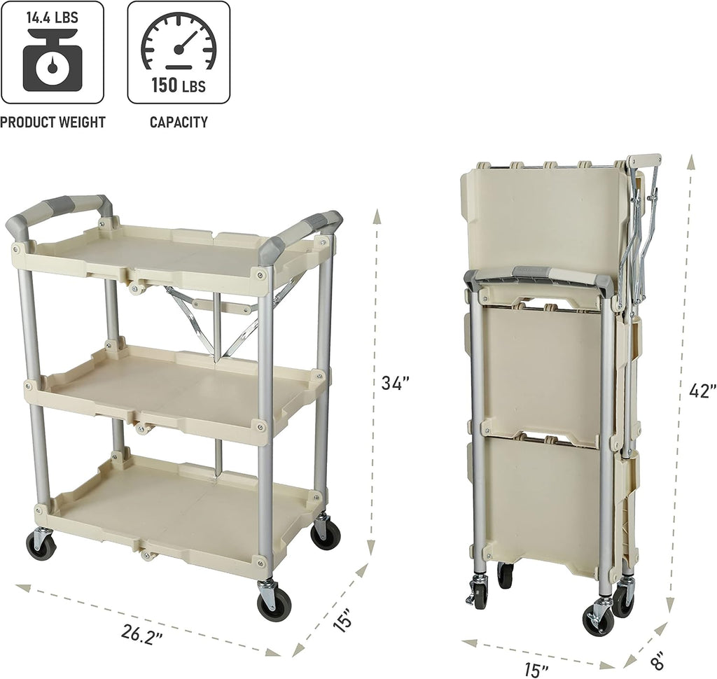 Chariot pour service pliable et escamotable Olympia Tools 89-351 Pack-N-Roll, capacité de 68 kg (150 lb), blanc