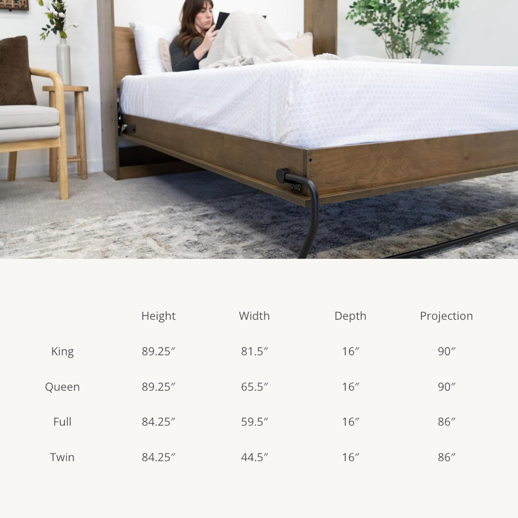 Ensemble de quincaillerie destiné à mécanisme de lit escamotable Wilding Wallbeds (taille universelle compatible doté de les lits King, Queen, Full et Twin) : ressort de levage, support mural vertical robuste en acier thermolaqué, lit escamotable...