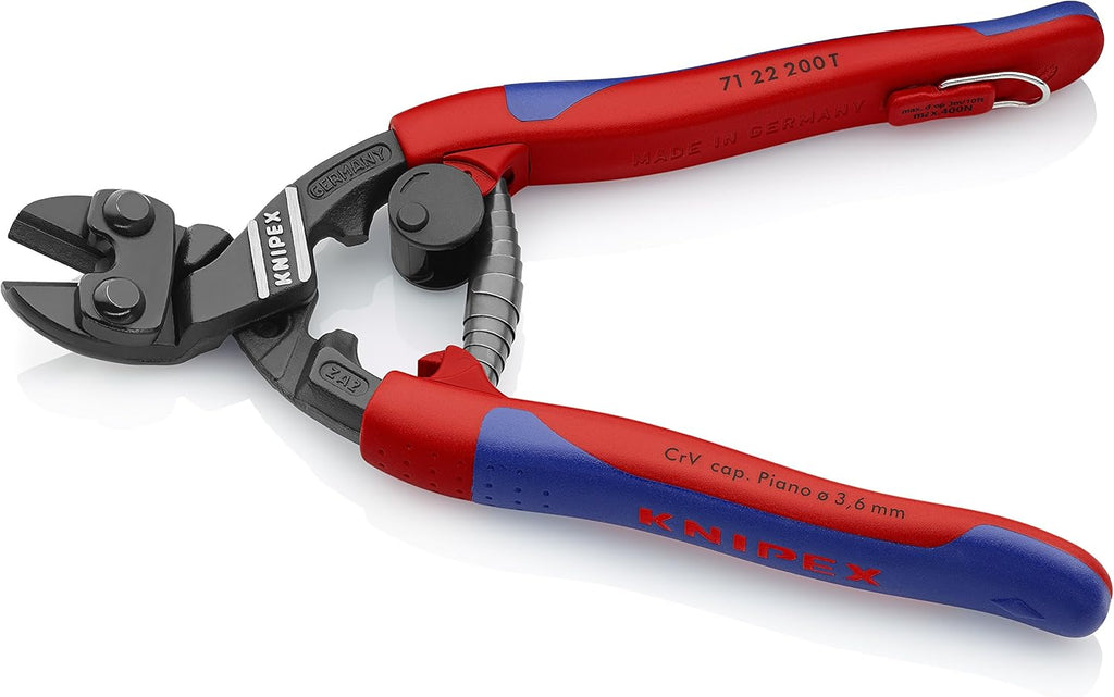 équipements Knipex 71 22 200 T BKA 8 Coupe-boulons coudés à effet de levier élevé, attache de sécurité - poignée confort,