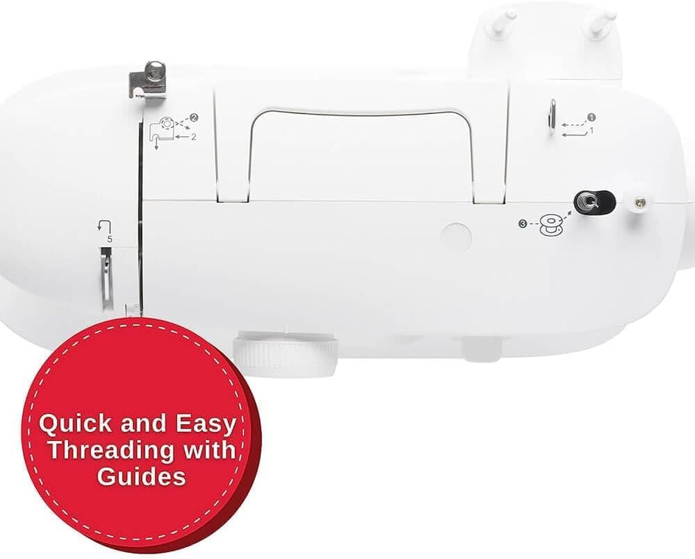Machine à coudre SINGER® M1500 + kit d'accessoires | 6 points intégrés offrant 57 applications de couture | Légère et portable | Lumière LED et boutonnière automatique en 4 étapes | Idéale destiné à le quilting, les loisirs créatifs et les...