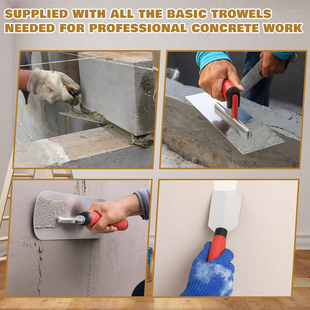 ensemble d'équipements de maçonnerie SiliFine 18 pièces doté de sac à équipements, comprenant couteaux à mastic, gants, crochets à barres d'armature et équipements en acier inoxydable destiné à la maison, le bricolage et les travaux de maçonnerie...