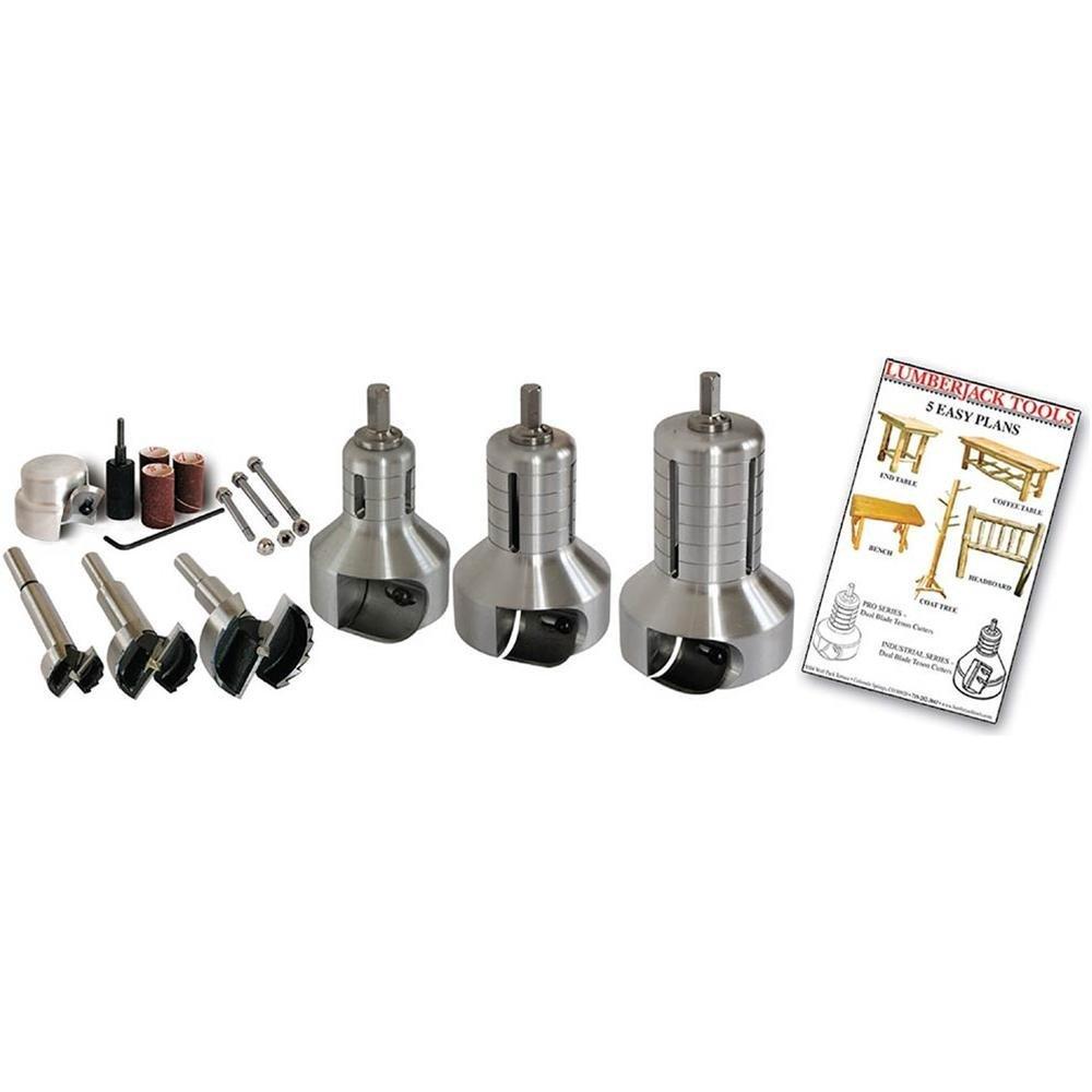 équipements de bûcheron PSK3, kit maître pour usage professionnel 3 tailles (fraises à tenon et mèches Forstner de 1″, 1-1/2″ et 2″)