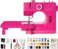 Machine à coudre StitchMaster Pro - Compatible doté de les aiguilles doubles, 14 points, facile à utiliser destiné à les débutants et les particuliers (rose)