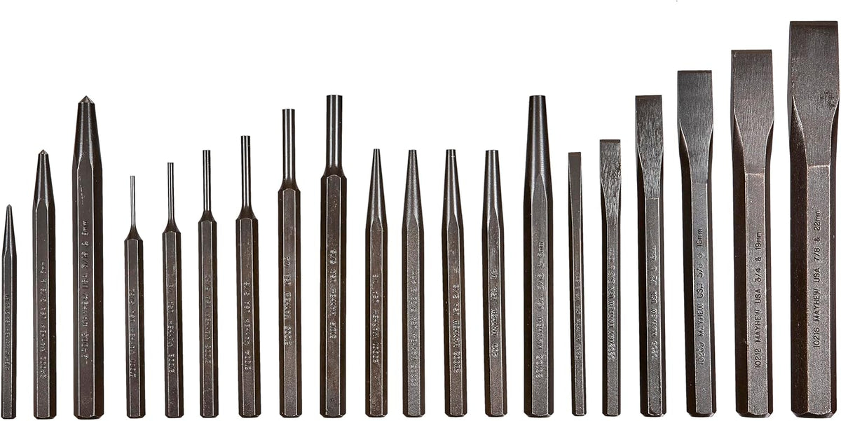Ensemble pour 20 poinçons et burins professionnels Mayhew Tools 61020, noir