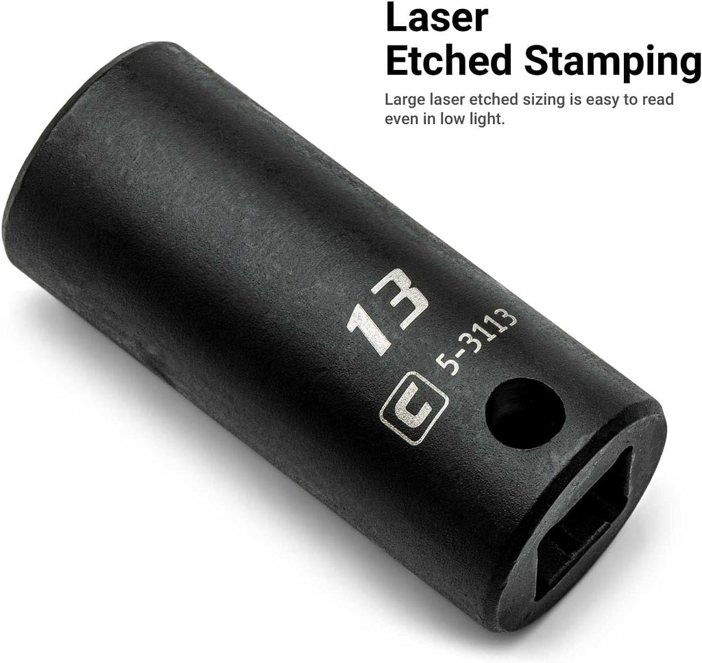 Ensemble de douilles à impact Capri Tools 3/8 po (8 à 22 mm), courtes, semi-profondes et profondes, métrique, 45 pièces