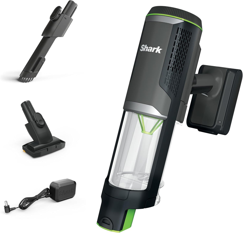 Aspirateur portatif sans fil 2 en 1 Shark PowerBoost destiné à voiture et maison : aspiration puissante, autonomie de 40 minutes, portable, 3 modes de nettoyage, écran LED, brosse Furfins, suceur plat, charbon actif, BH102