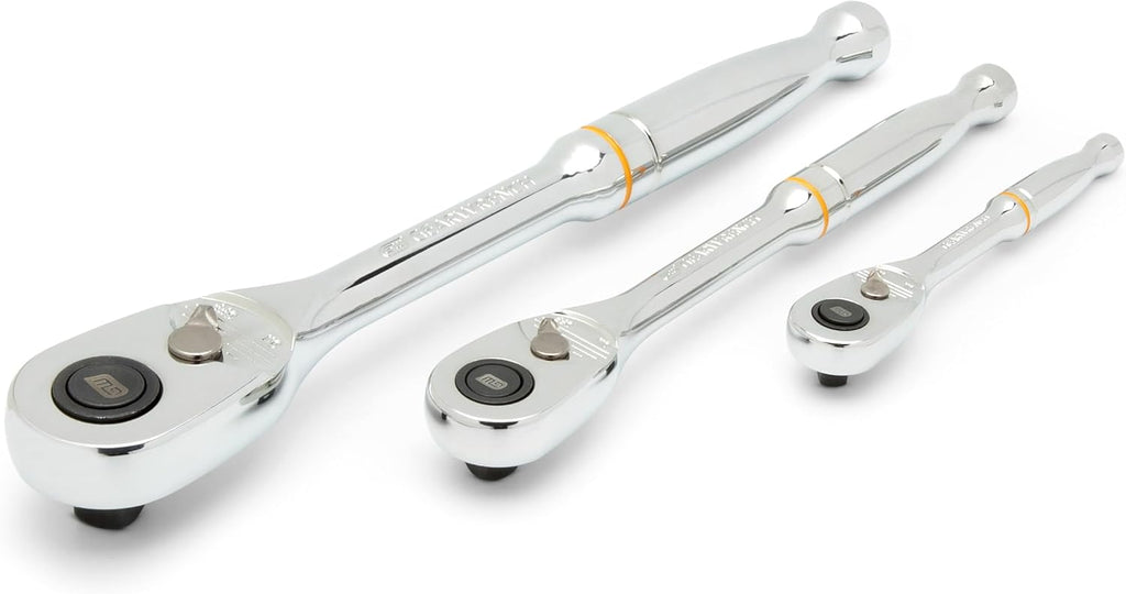 Clé à cliquet à dégagement rapide GEARWRENCH 3 pièces, entraînements 1/4", 3/8" et 1/2", 90 dents | 81310T – sélection pratique