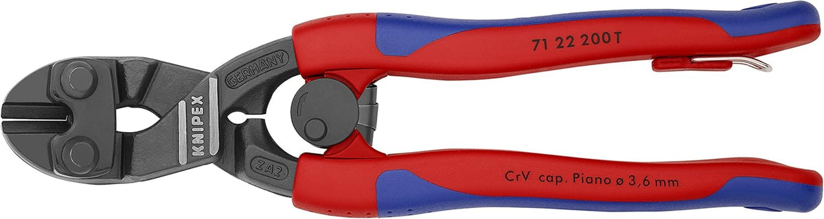 équipements Knipex 71 22 200 T BKA 8 Coupe-boulons coudés à effet de levier élevé, attache de sécurité - poignée confort,