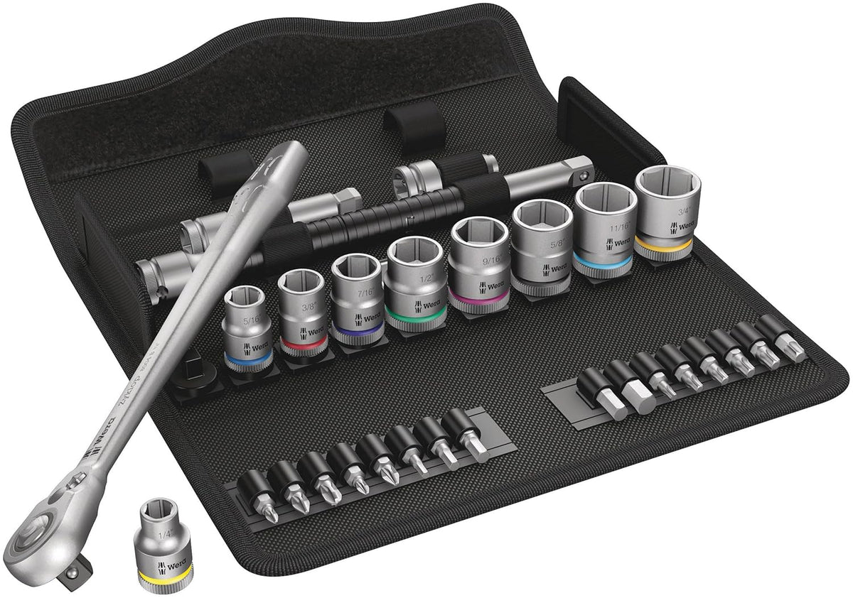 WERA 05004051001 8100 SB 11 Zyklop Imperial Ensemble de cliquets métalliques, 29 pièces, entraînement 3/8