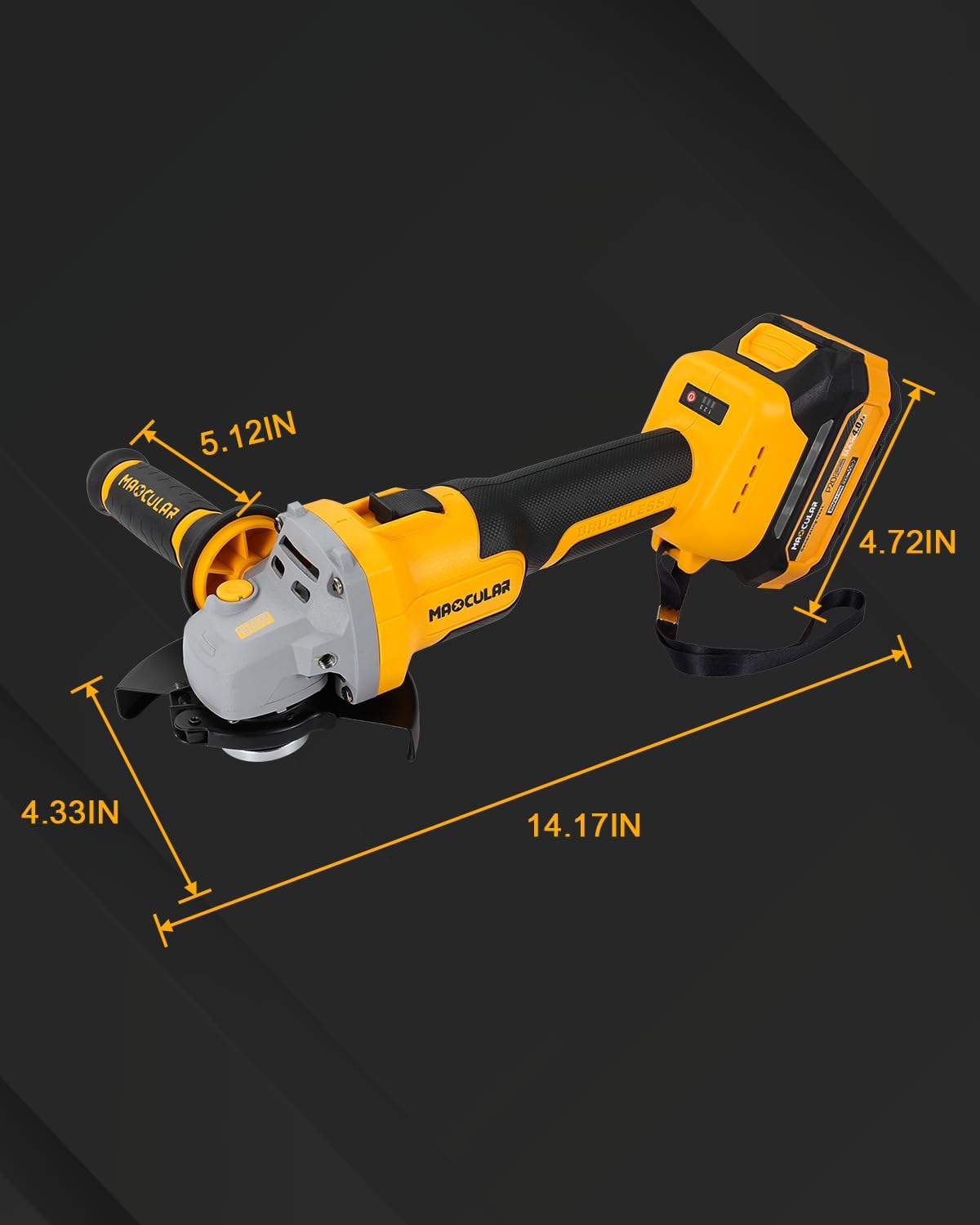Meuleuse d'angle sans fil 20 V, moteur sans balais 9 600 tr/min, alésage de 11,4 à 12,7 cm, ensemble d'équipements de meulage électrique doté de 2 batteries de 4,0 Ah, destiné à la découpe, le meulage et le polissage.