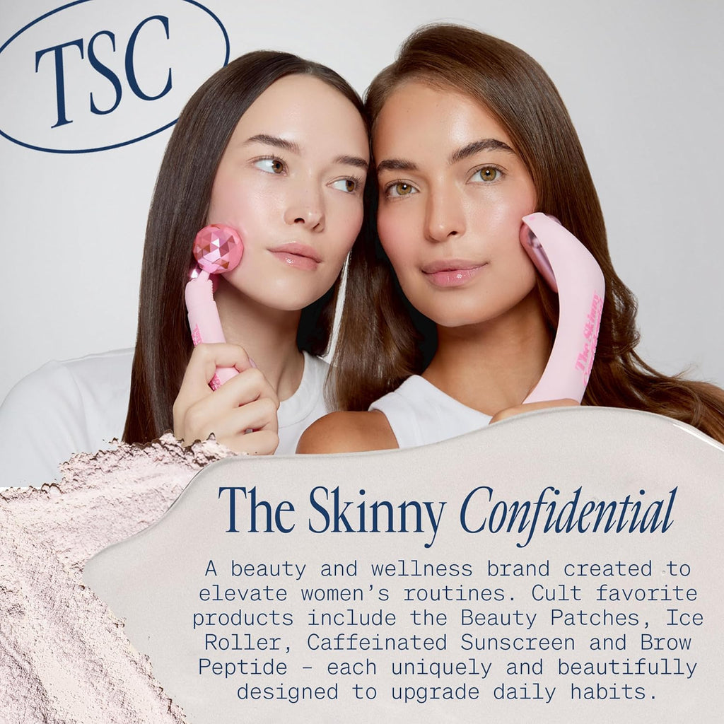 Rouleau de massage facial Skinny Confidential - Rouleau de massage à billes roses destiné à les yeux et le visage - Dispositif de massage du visage destiné à les rides et ridules, sculpte, redessine les contours, raffermit et décongestionne la peau