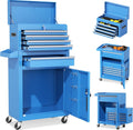 Coffre à outils bleu INTERGREAT, coffre à outils roulant à 5 tiroirs avec boîte à outils supérieure amovible, coffre à outils avec roues universelles verrouillables, servante à outils en métal pour garage, atelier, salon de coiffure