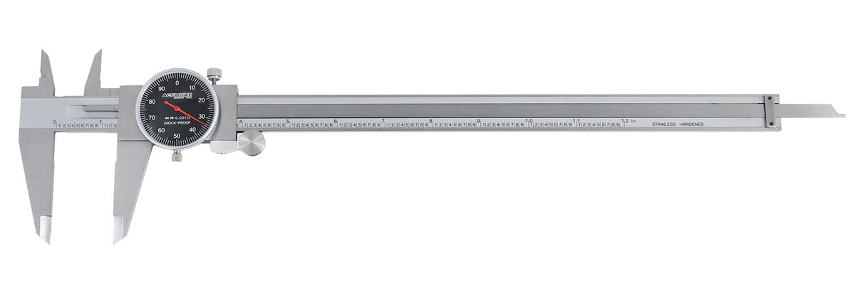 Pied à coulisse à cadran Accusize Industrial Tools 0-12'' par 0,001'', cadran noir, aiguille rouge, en acier inoxydable, dans son coffret, P920-B212 – sélection pratique
