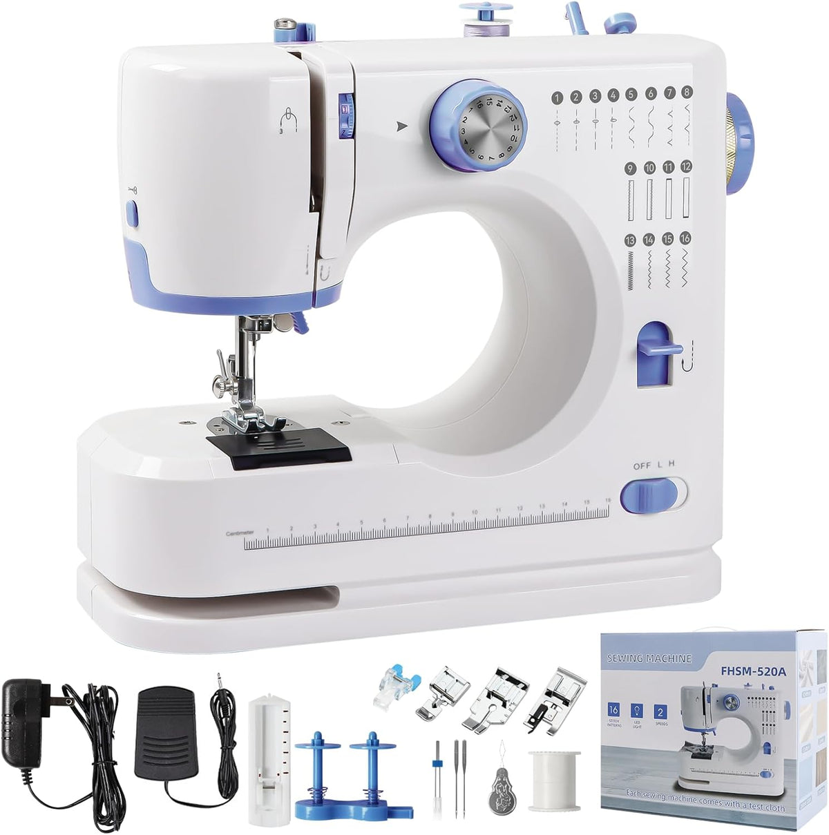 Machine à coudre Ninonly destiné à débutants, machine à coudre électrique doté de 16 points, pédale et kit d'accessoires destiné à projets de couture DIY à la maison, violet