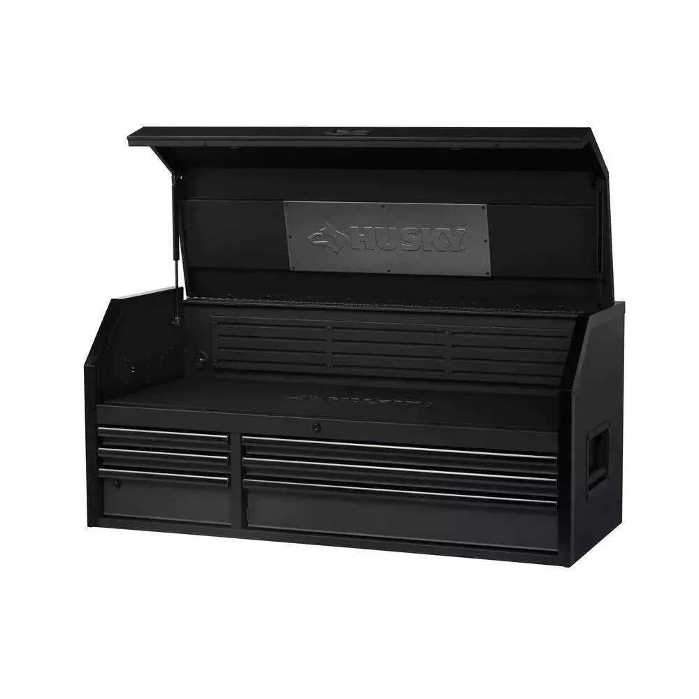 Coffre à outils robuste de 132 cm de large, à 6 tiroirs profonds, noir mat – Pratique