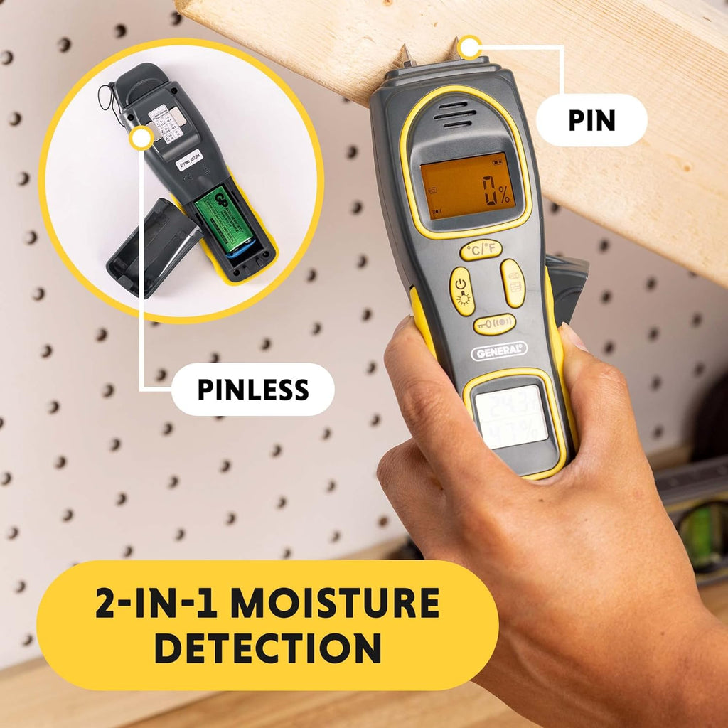 Humidimètre à broches/sans broches General Tools MMH800 doté de mesure de la température et de l'humidité