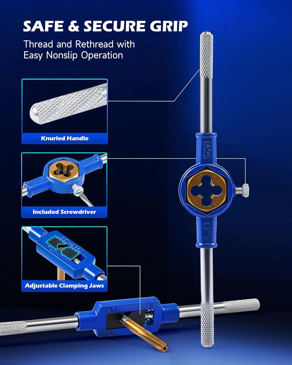 Ensemble de tarauds et filières Orion Motor Tech 86 pièces, compatible SAE et métrique, destiné à filetage intérieur et extérieur, filetage gros et fin, doté de mallette de transport.