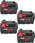 Lot de 4 batteries HOCHSTERN M-18 8,0 Ah, compatibles doté de les batteries Milwaukee 18 V 48-11-1862, 48-11-1852 et 48-11-1880. Compatibles doté de les équipements électroportatifs sans fil Milwaukee 18 volts.