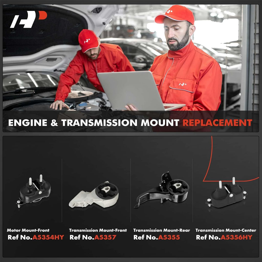 Ensemble de 4 supports moteur et de transmission A-Premium compatible doté de Chevrolet Malibu 2004-2007, Pontiac G6 2005-2007 et Saturn Aura 2007-2008 (V6 3,5 L, transmission automatique).