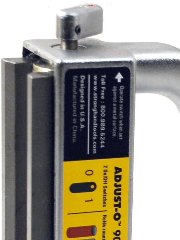 Équerre magnétique pour fabrication à double interrupteur Adjust-O 90° de Strong Hand Tools, interrupteurs marche/arrêt, force de traction maximale : 54 kg, dimensions : 15,2 cm x 15,2 cm x 3,8 cm, MS2-80