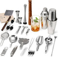 Ensemble de barman pour usage professionnel ETENS 33 pièces doté de shaker Boston lesté – Ensemble de mixologie haut de gamme destiné à bar à domicile – Ensemble d'ustensiles de bar en acier inoxydable comprenant un presse-agrumes incassable, une...