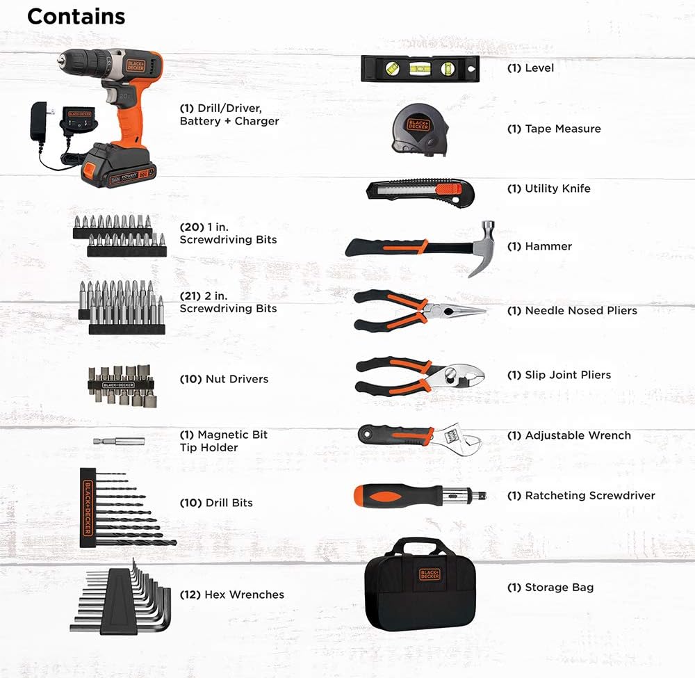 Beyond by BLACK+DECKER ensemble d'équipements destiné à la maison doté de perceuse/visseuse 20V MAX, 83 pièces (BDPK70284C1AEV)