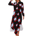 Robe-chemise tendance pour femme avec drapeau et carte de l'Arkansas, boutonnée, manches longues, maxi, robe d'été